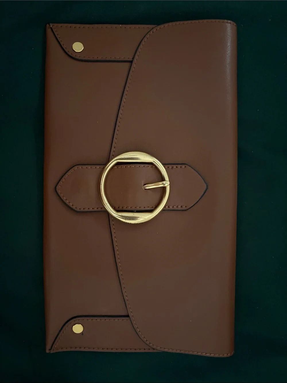 Banana Republic Brown Clutch with Gold Ring Detail